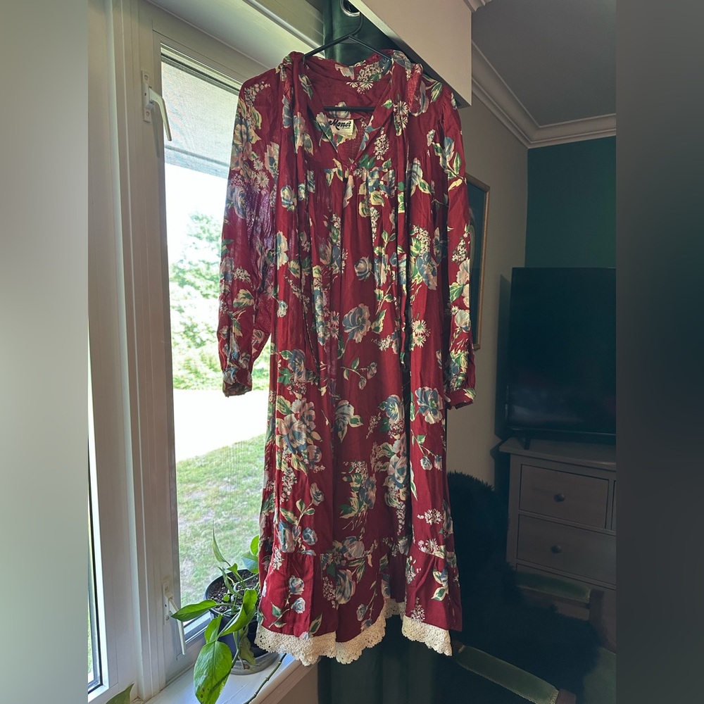 Monet Red Floral Vintage Dress